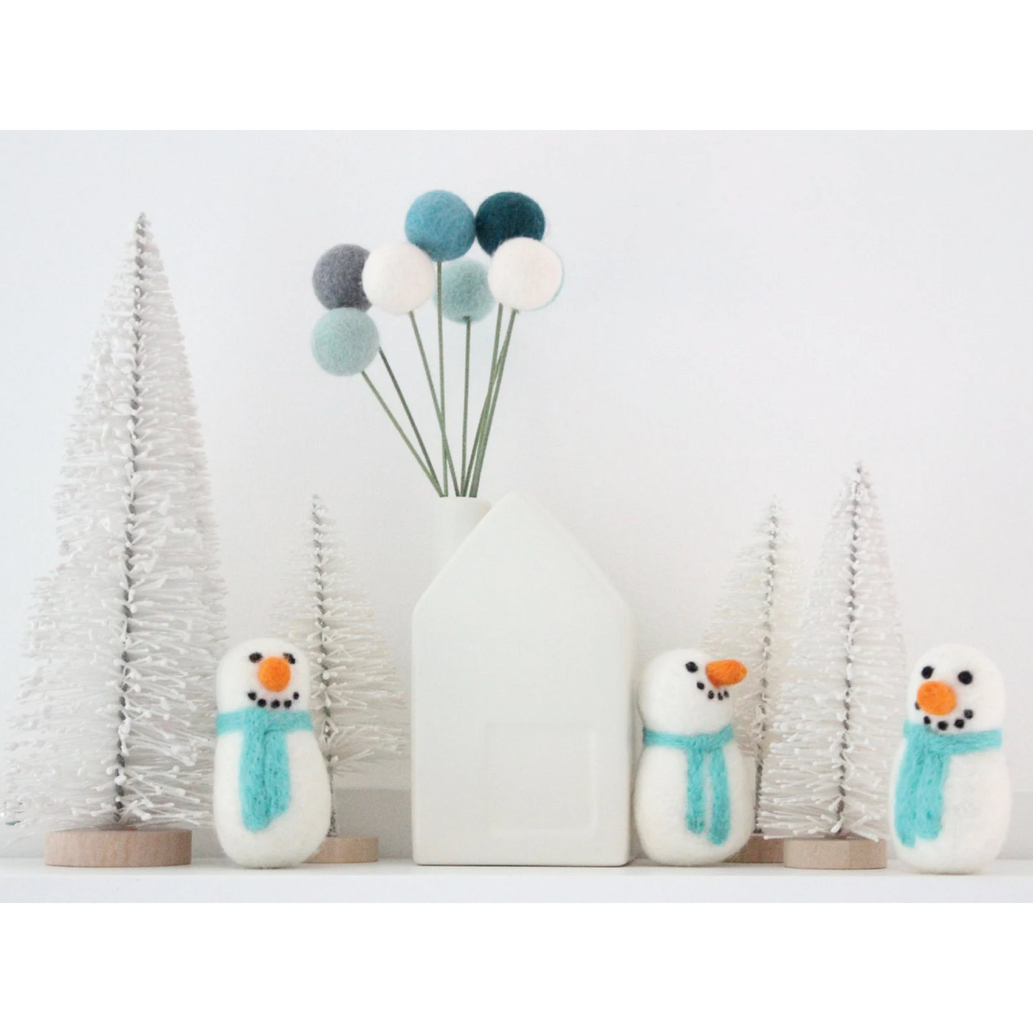 Felt Snowman with Blue Scarf