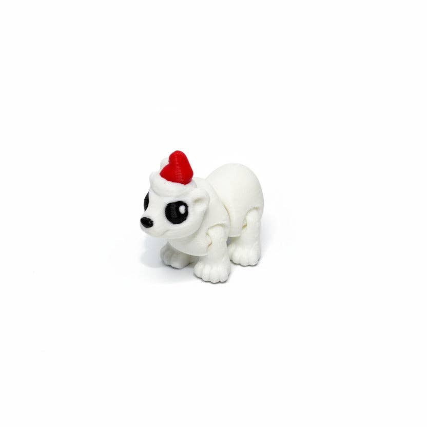 Polar Bear (Santa Hat) • Christmas • Mini 3D Printed Articulated Animal • Flexi Animals • Pocket Pets • Pocket Pals • Desk Pets*