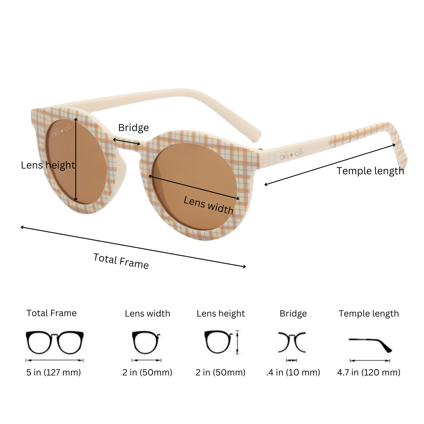 Kids Sunglasses Round (Plaid)