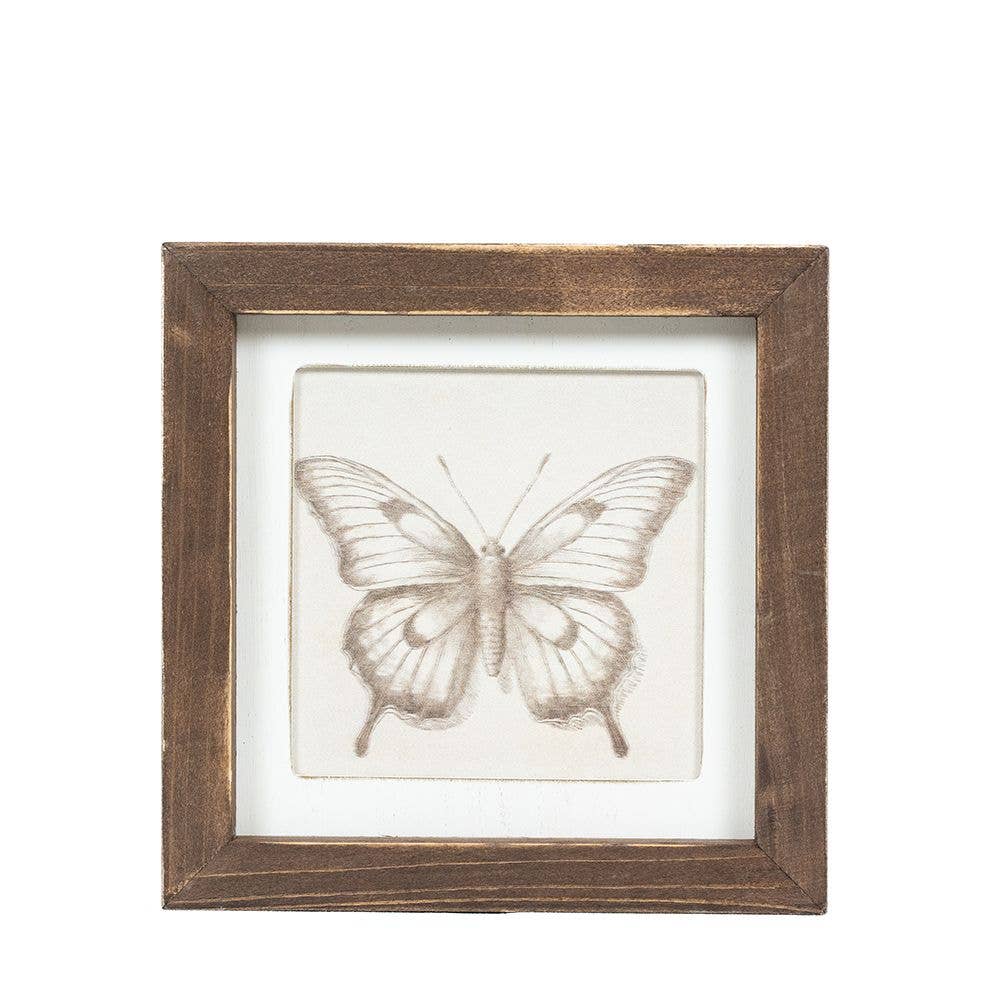 12694 - 7x7 rvs wood frame sign (BIRD/BUTTERFLY)  Wall Art