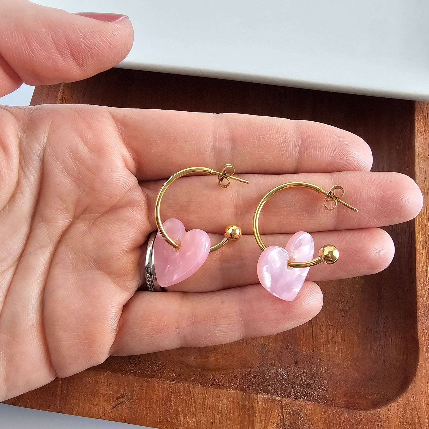 Sweetheart Hoops - Pink // Valentine's Day Earrings, Jewelry