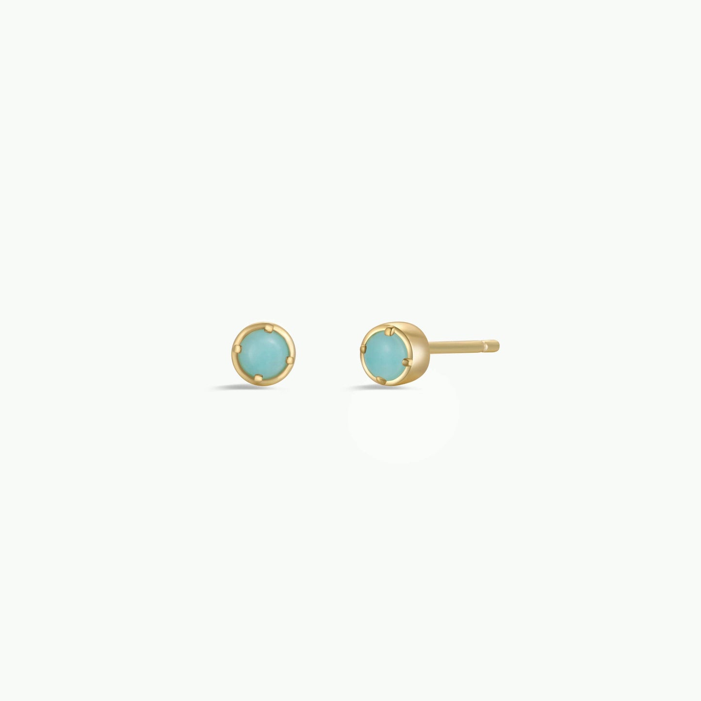 Simple Stud - Amazonite - Gold Earrings