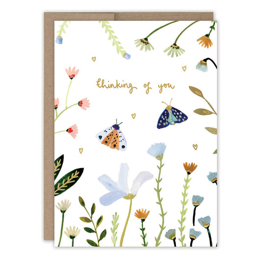 Moths And Flowers Thinking Of You Card