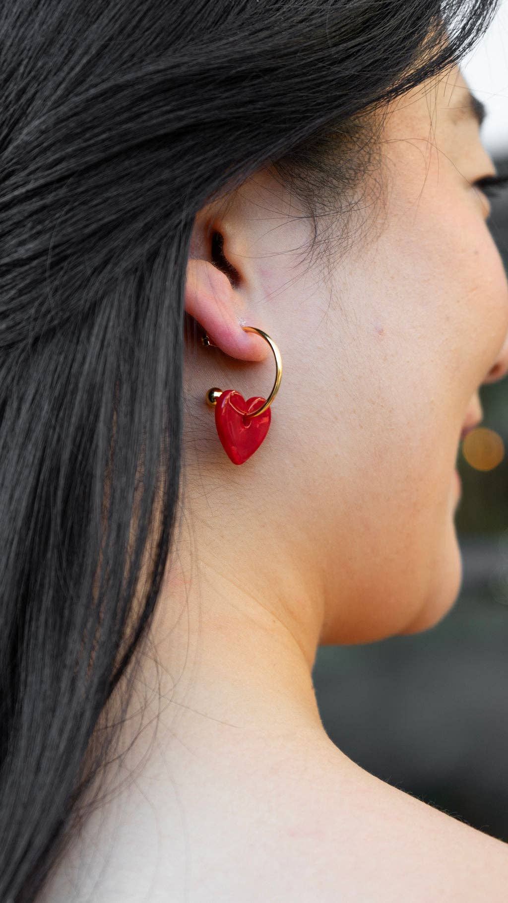Sweetheart Hoops - Red // Valentine's Day Earrings, Jewelry