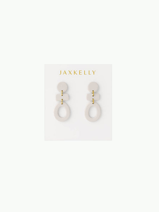 Organic Three Tier Clay Earring - Oat Milk
