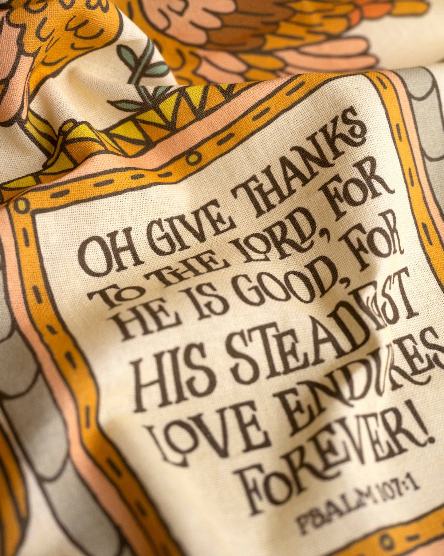 Give Thanks Scripture Tea Towel — Full Color