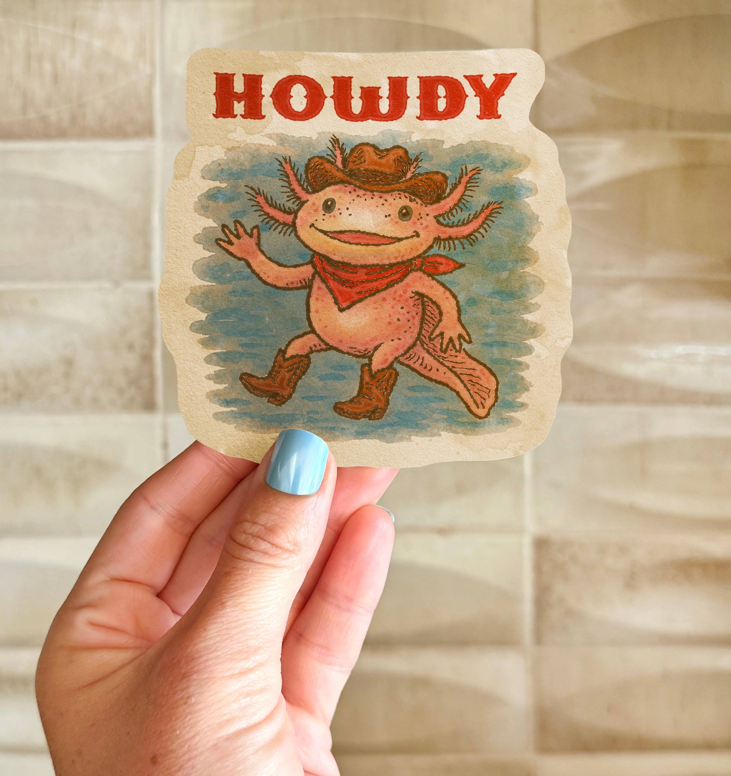 Howdy Axolotl Sticker