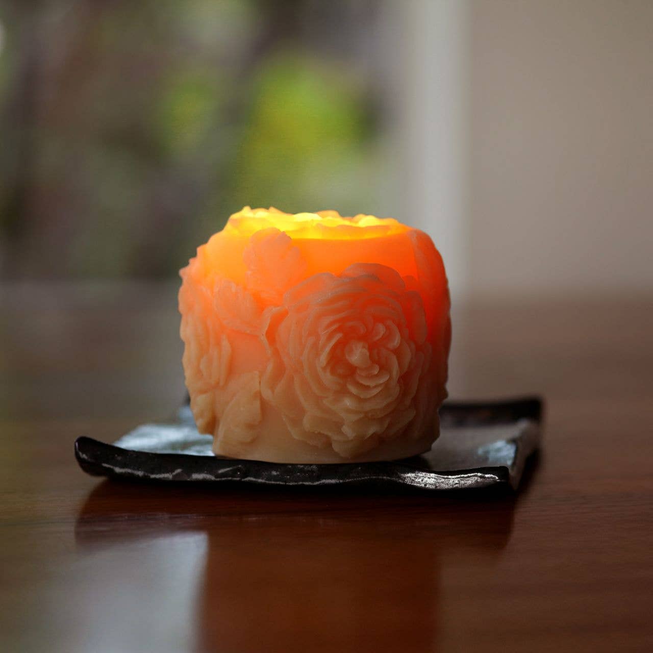 Rose Blossom Pillar Candle – 100% Pure Beeswax – 45hr Burn