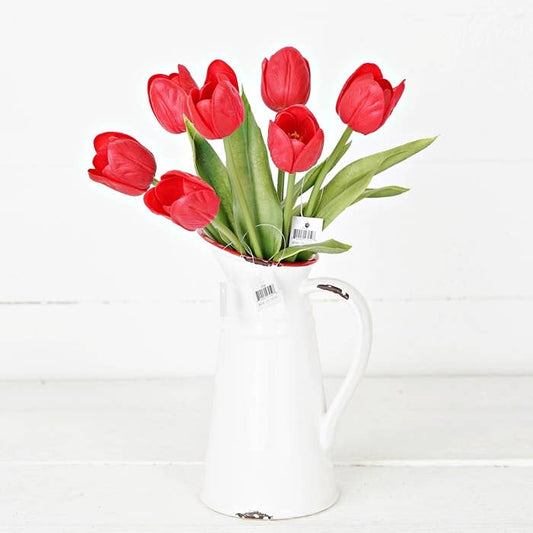 14in real touch Tulip Bud w. Leave-Red