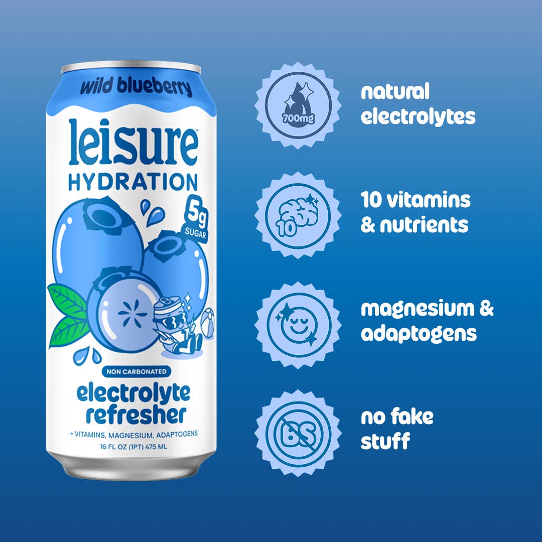 Leisure Hydration Electrolyte Wild Blueberry (16 oz x 12-Pack)