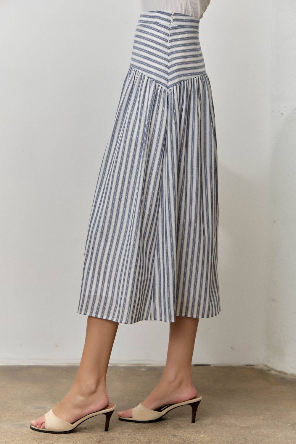 STRIPED COTTON MIDI SKIRT
