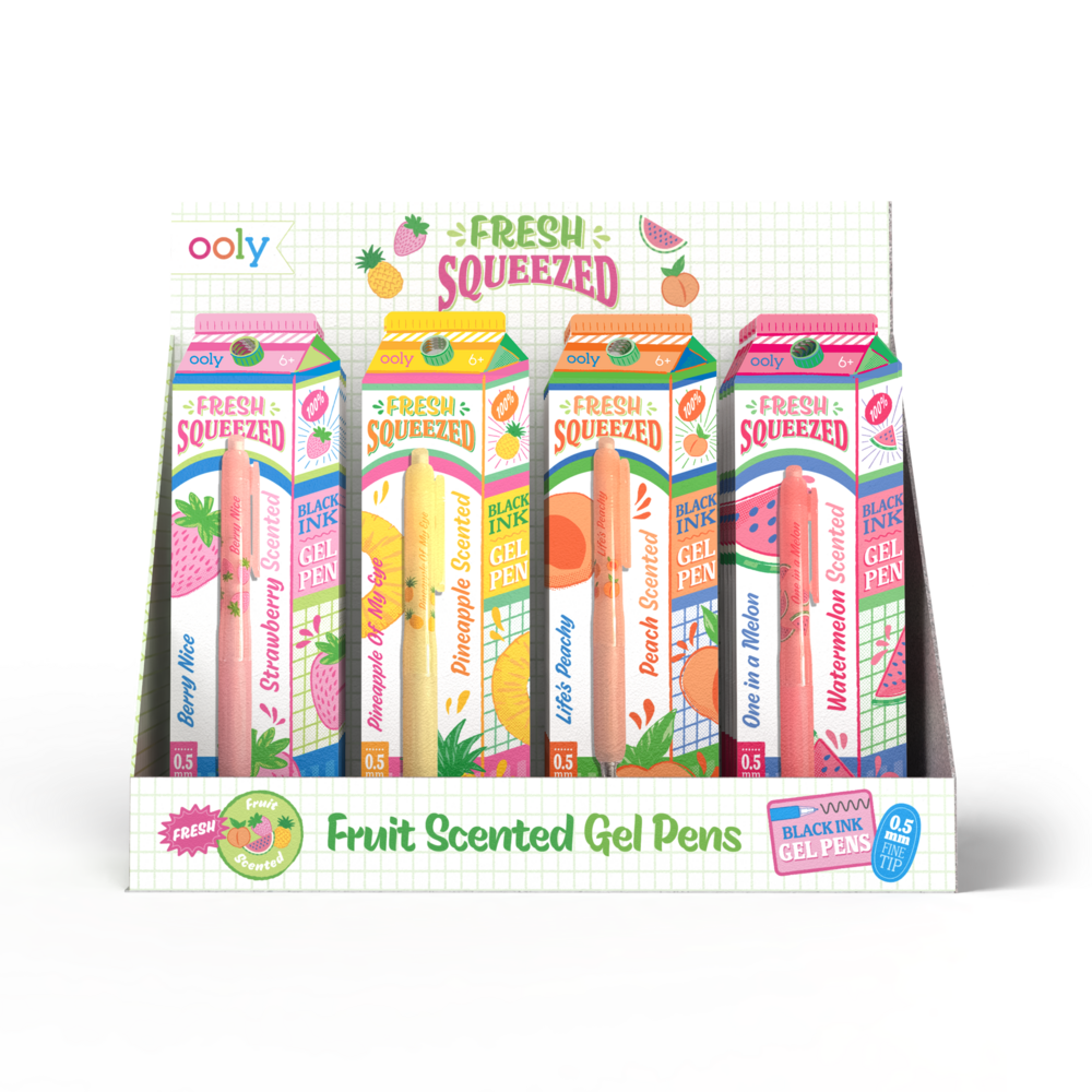 Fresh Squeezed Black Ink Scented Gel Pens - Display of 24