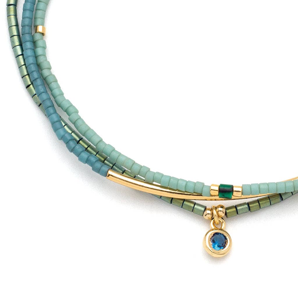 Tonal Chromacolor Miyuki Bracelet Trio - Turquoise/Gold