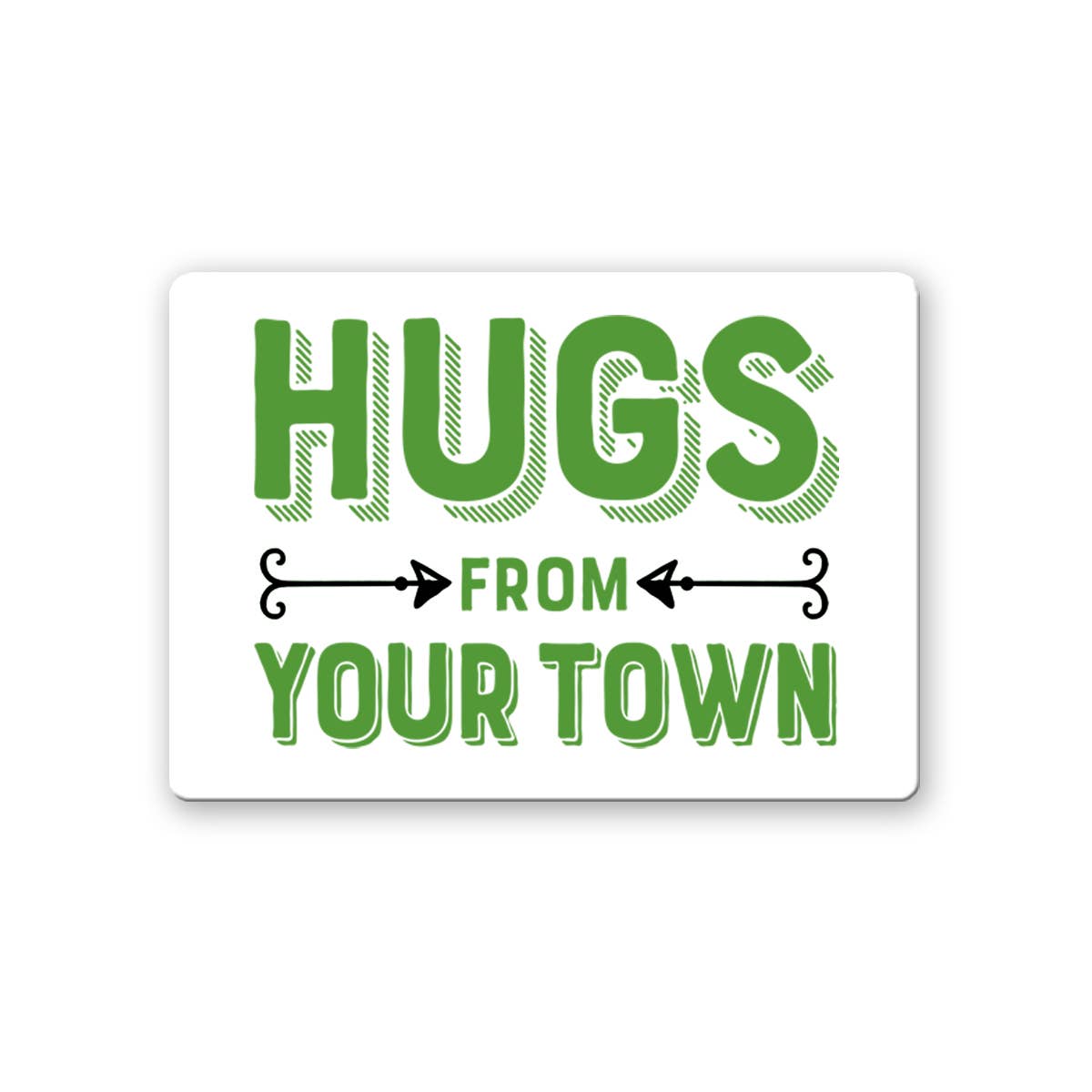 Personalized City Ceramic Magnet, Hugs Name Drop Design