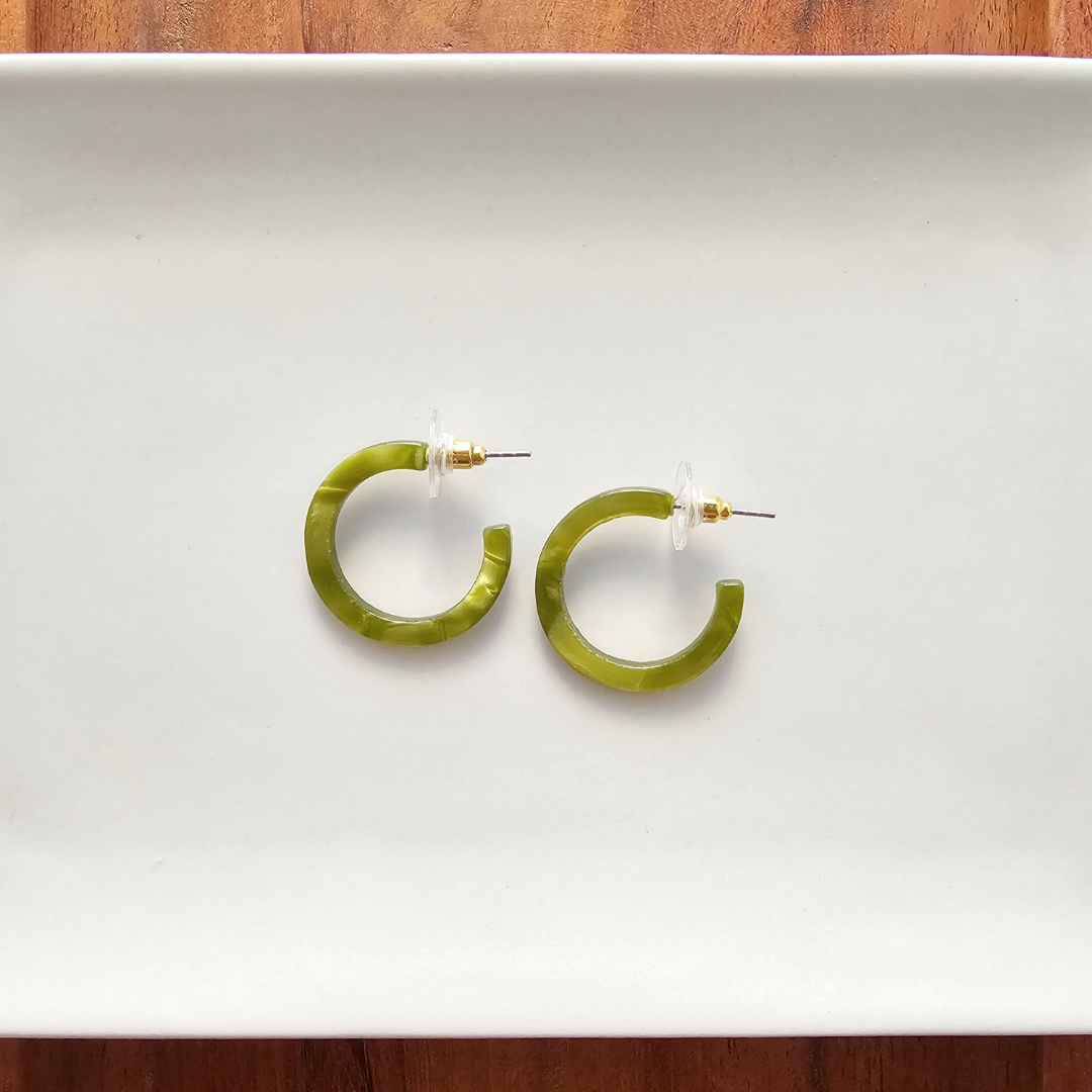 Cam Mini Hoops - Olive // Jewelry, Earrings, Fall