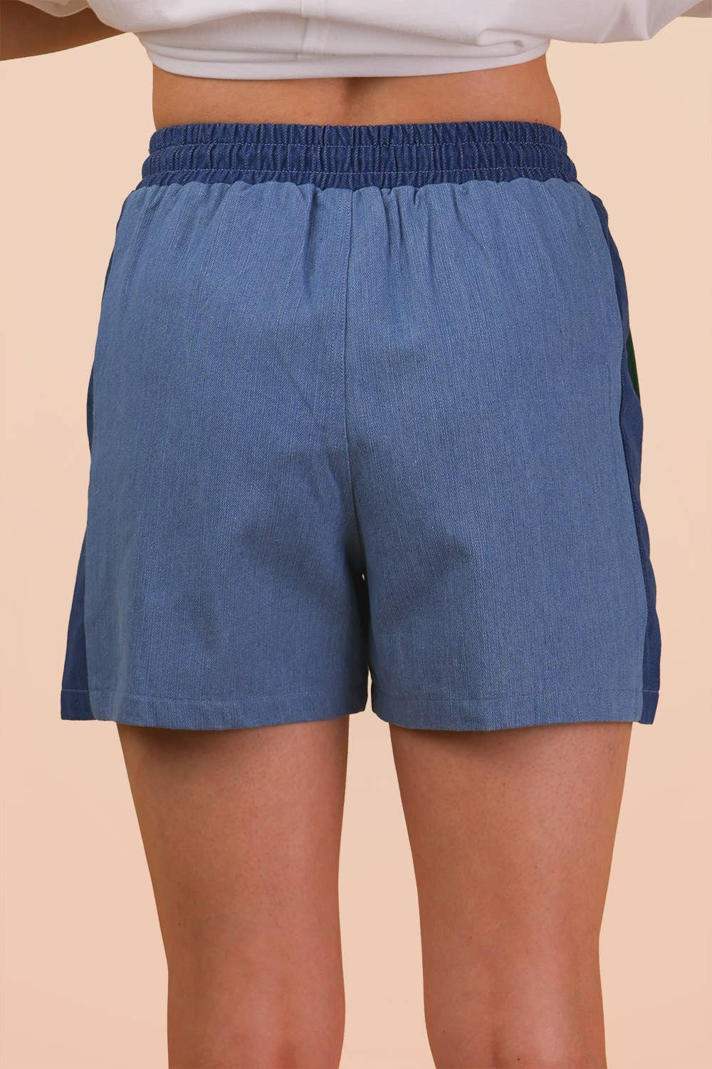 Denim-Terry Mix Casual Shorts