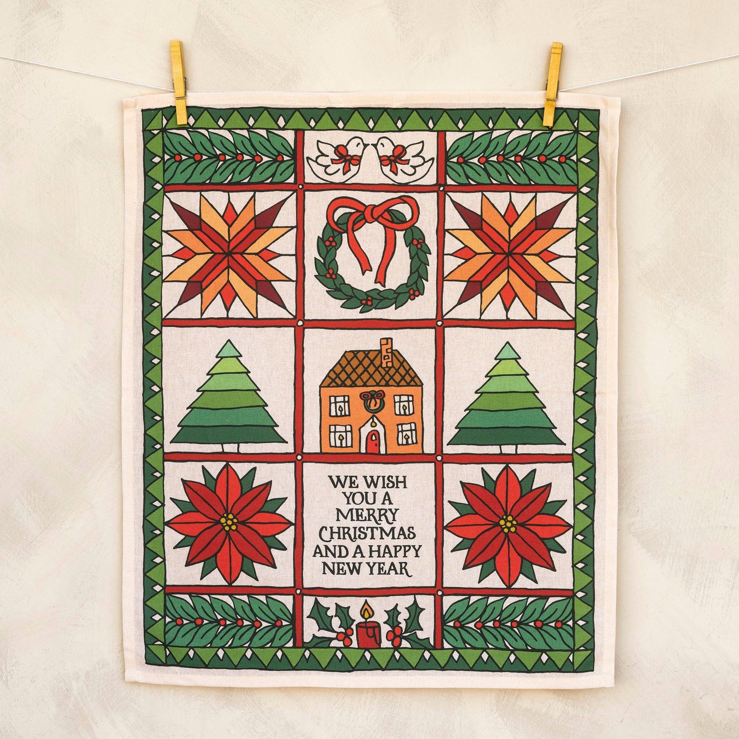 We Wish You Christmas Tea Towel - Full Color
