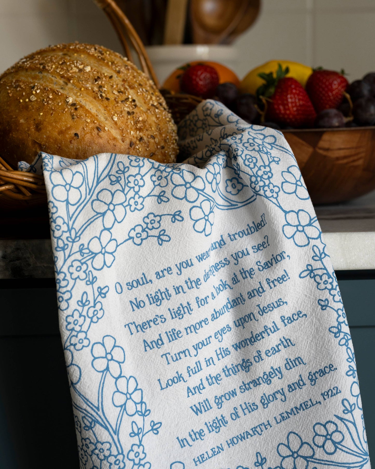 Turn Your Eyes Upon Jesus Hymn Tea Towel