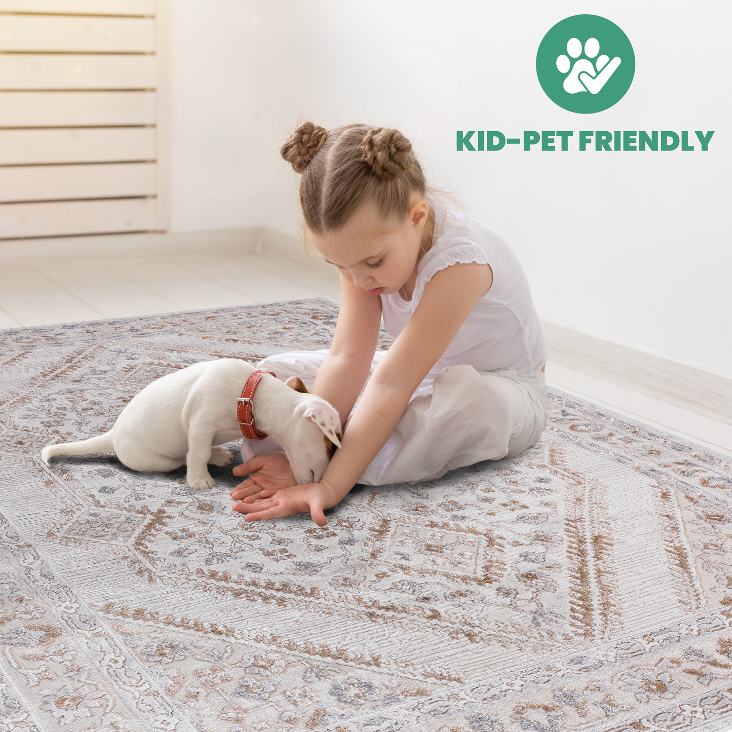 Marfi Collection Cream Ivory Bordered Area Rug