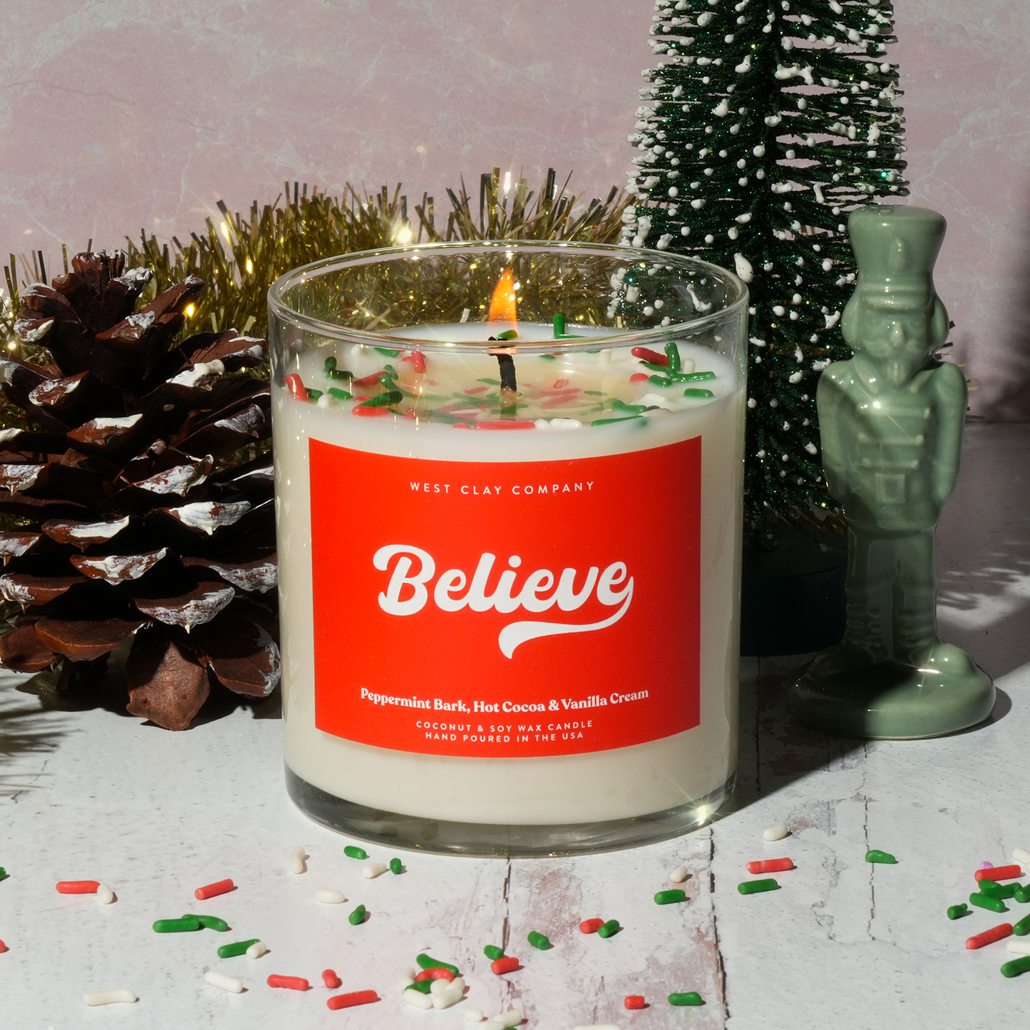 Believe Sprinkle Candle - Holiday Christmas Candles