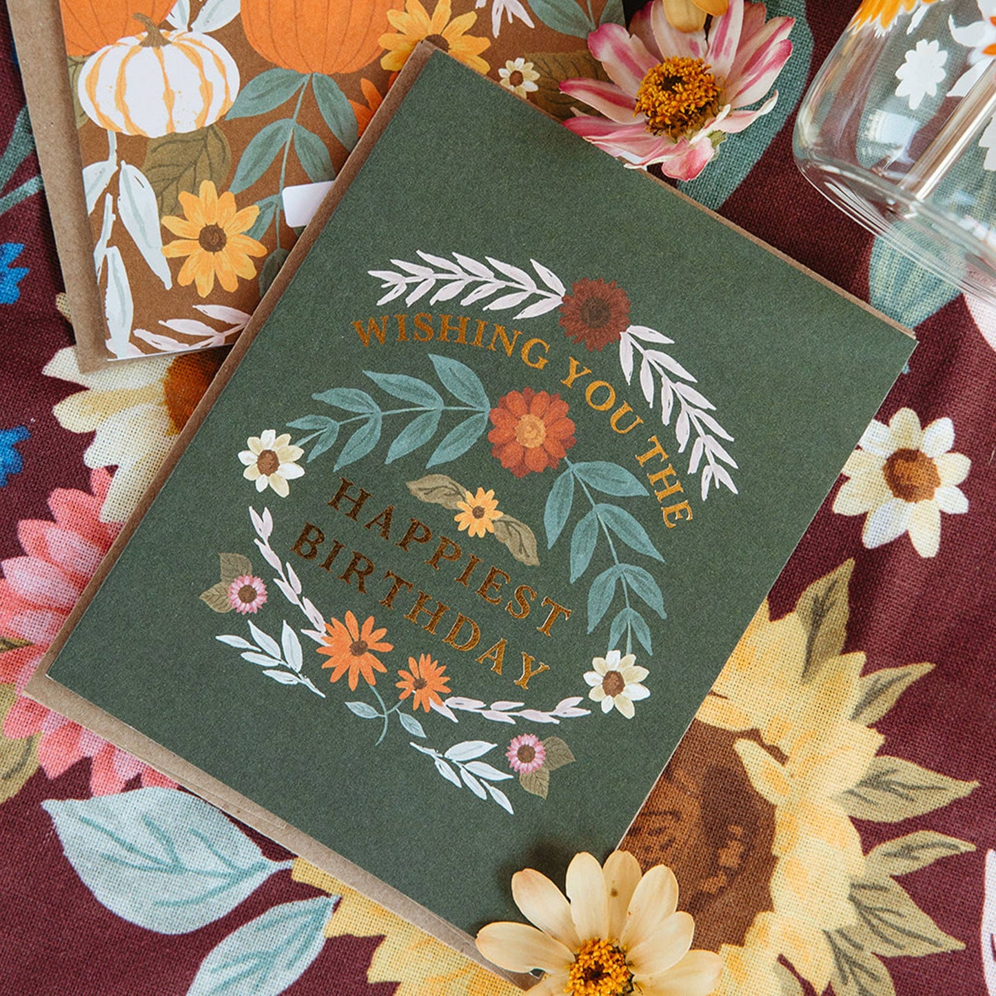 Wishing You The Happiest Birthday Fall Floral Greeting Card