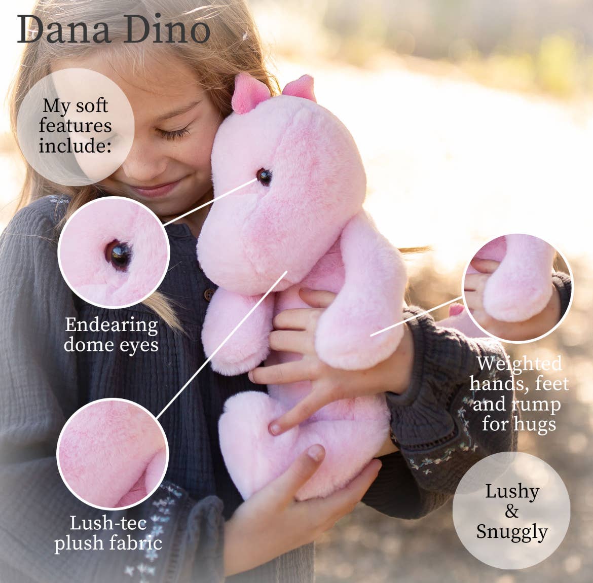 Pink Dino World's Softest Lushee 16 inch Plush Toy for Kids