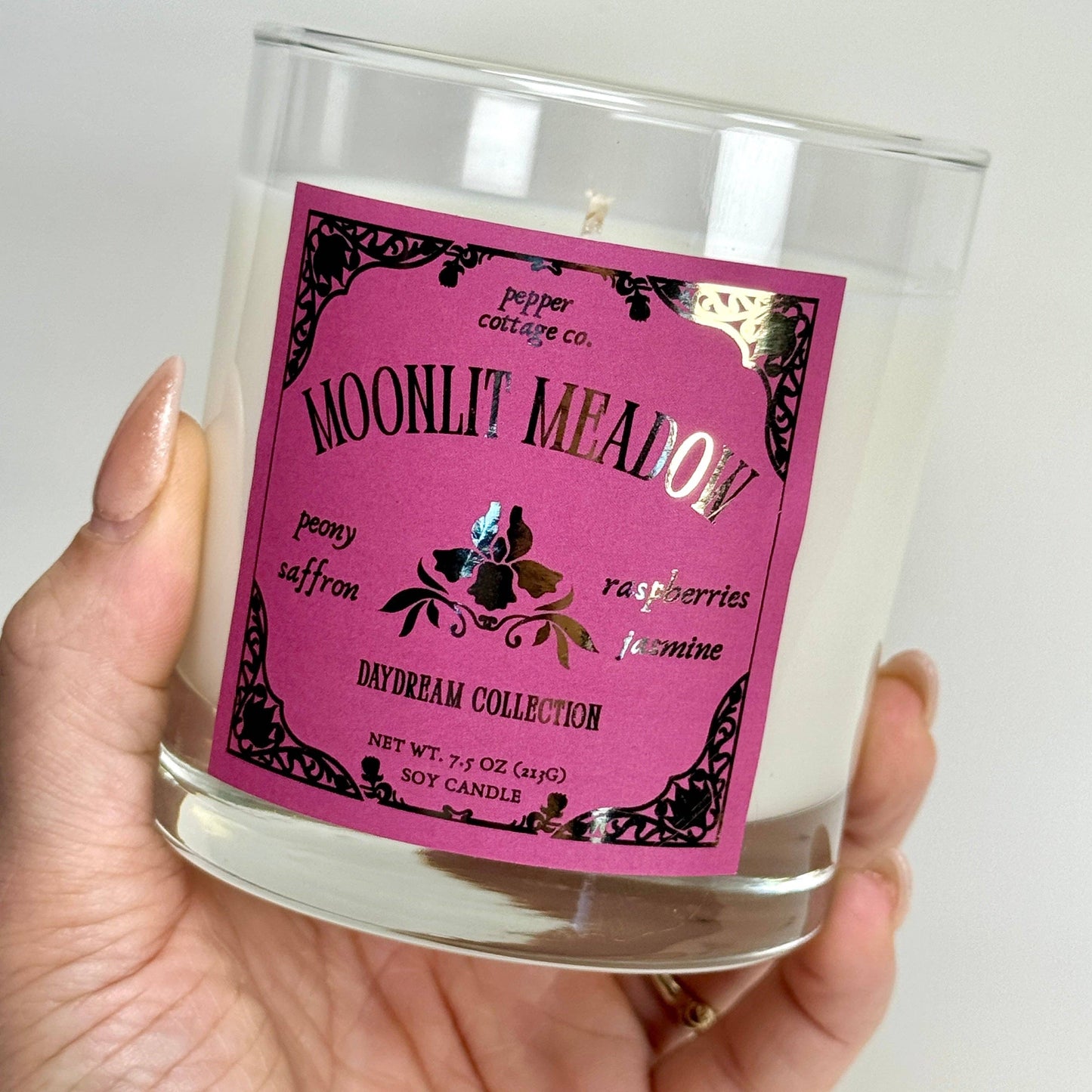 Moonlit Meadow 7.5 oz Soy Spring Candle | Peony, Saffron, Saffron, Jasmine | Daydream Collection Spring Floral Candle