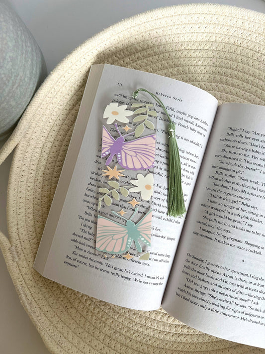 Butterfly and Flower Acrylic Bookmark,Spring Bookmark