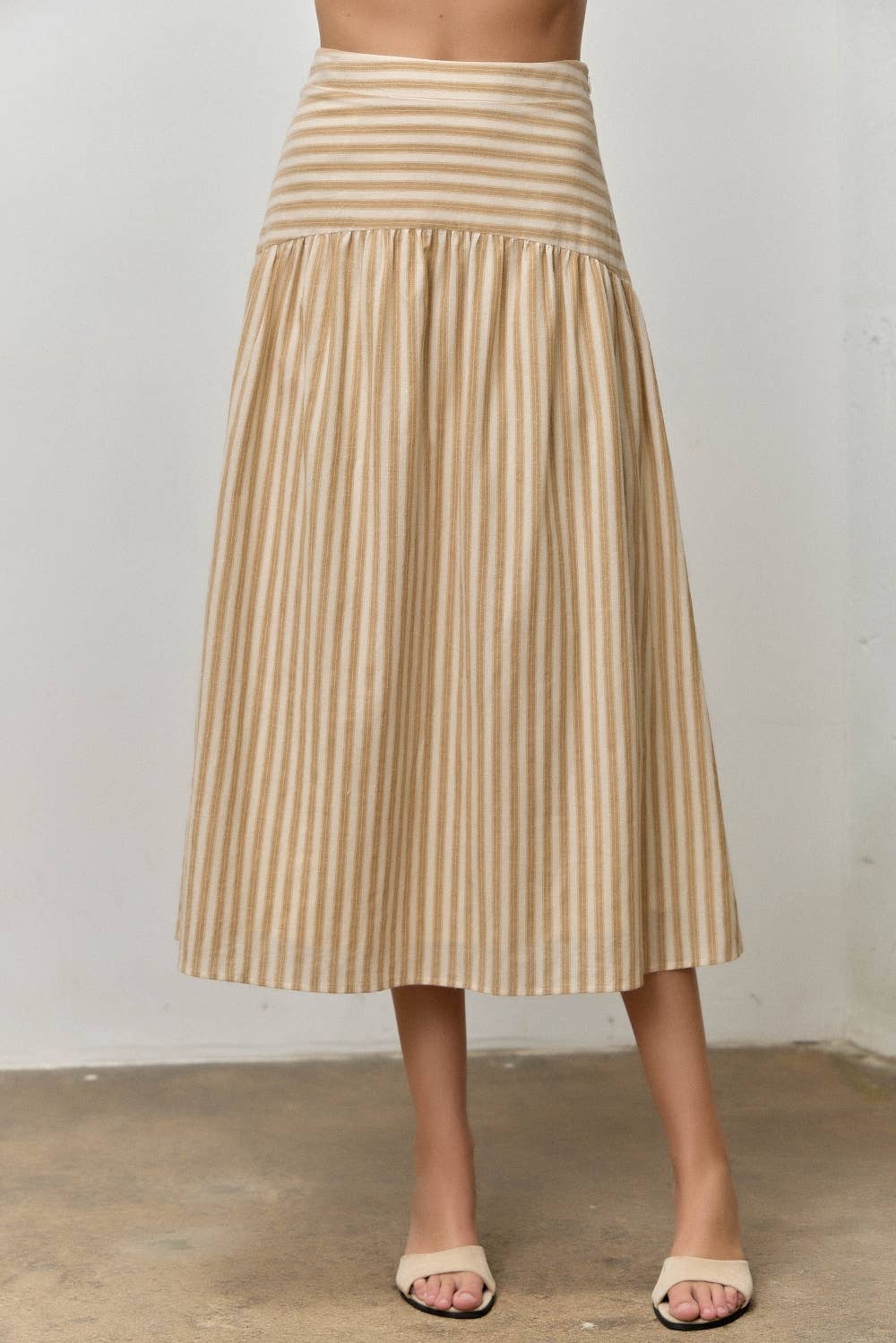 STRIPED COTTON MIDI SKIRT