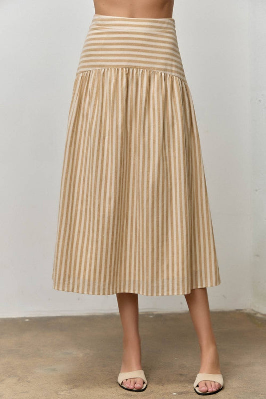 STRIPED COTTON MIDI SKIRT