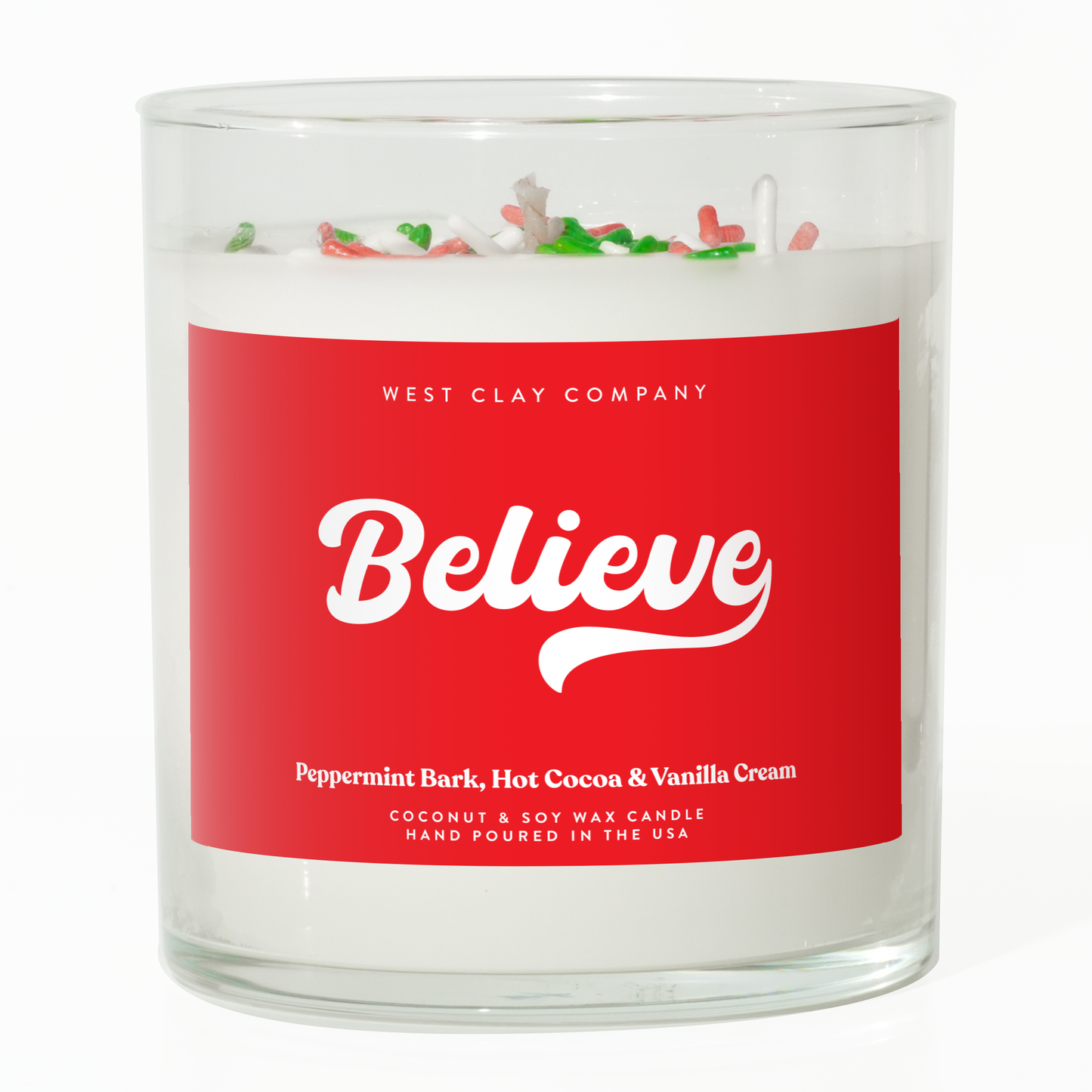 Believe Sprinkle Candle - Holiday Christmas Candles