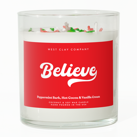 Believe Sprinkle Candle - Holiday Christmas Candles