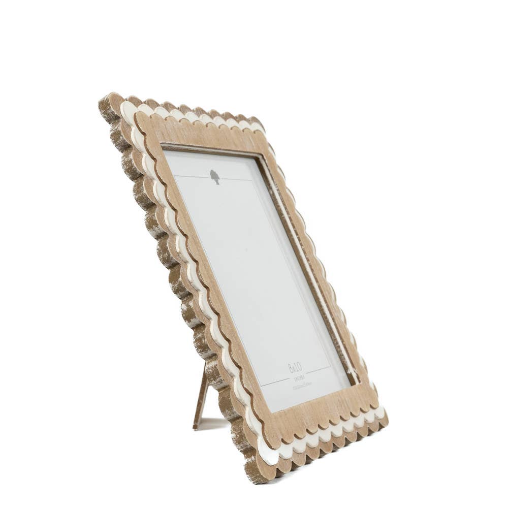 17061 - 12x14 wood scallop photo frame (8x10 pic) natural/wh