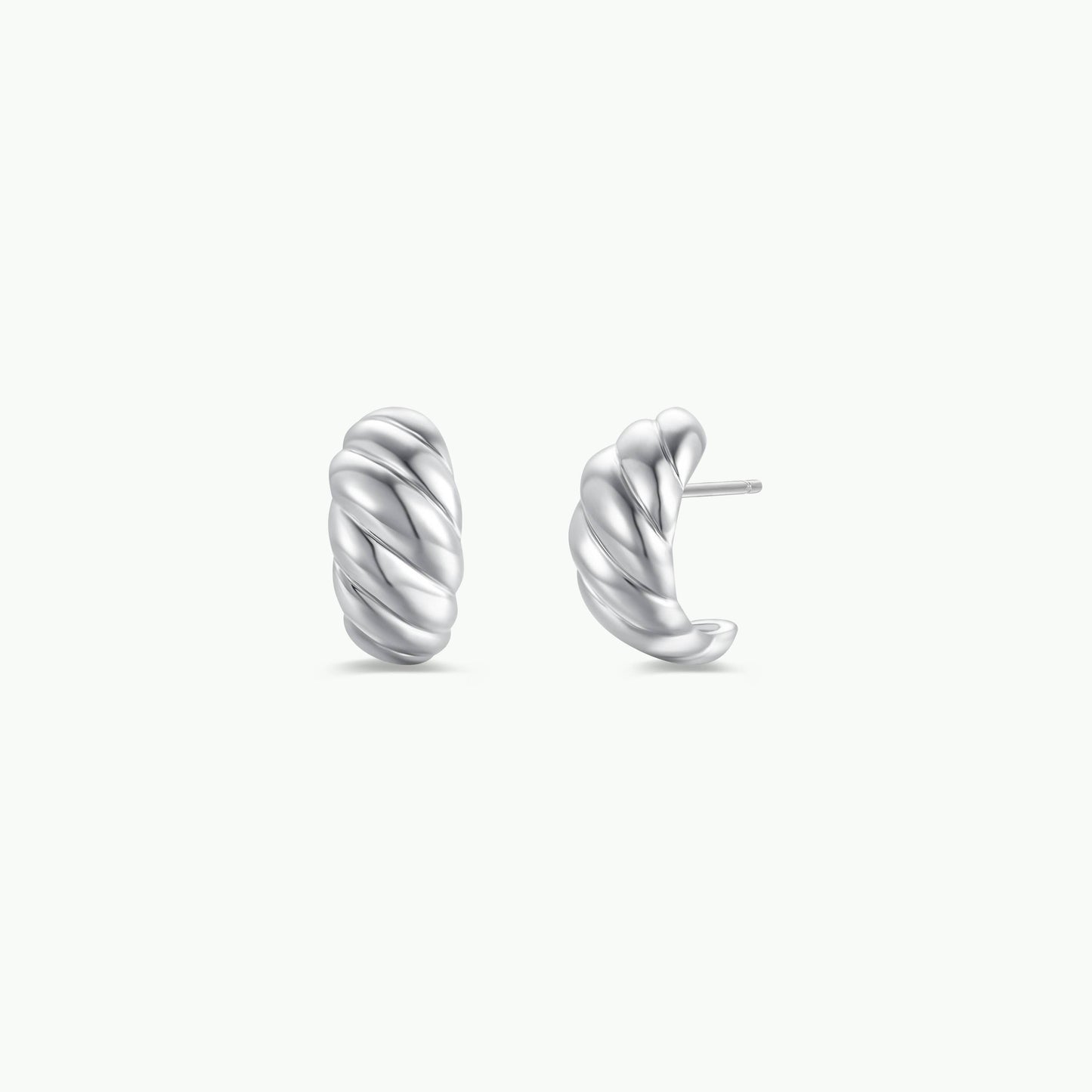 Silver Hoop - Swirl - Earrings