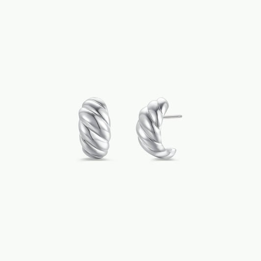 Silver Hoop - Swirl - Earrings
