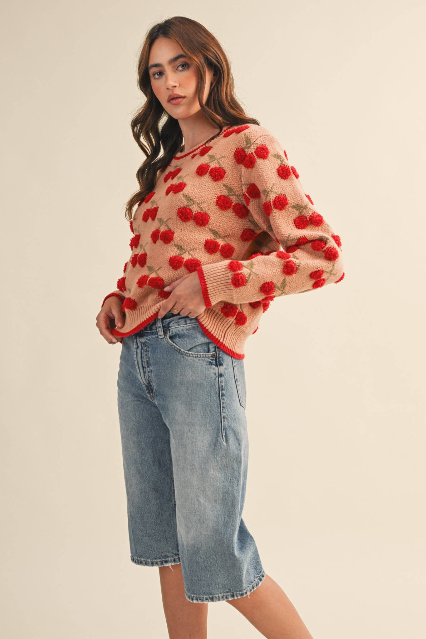 FUZZY CHERRY SWEATER