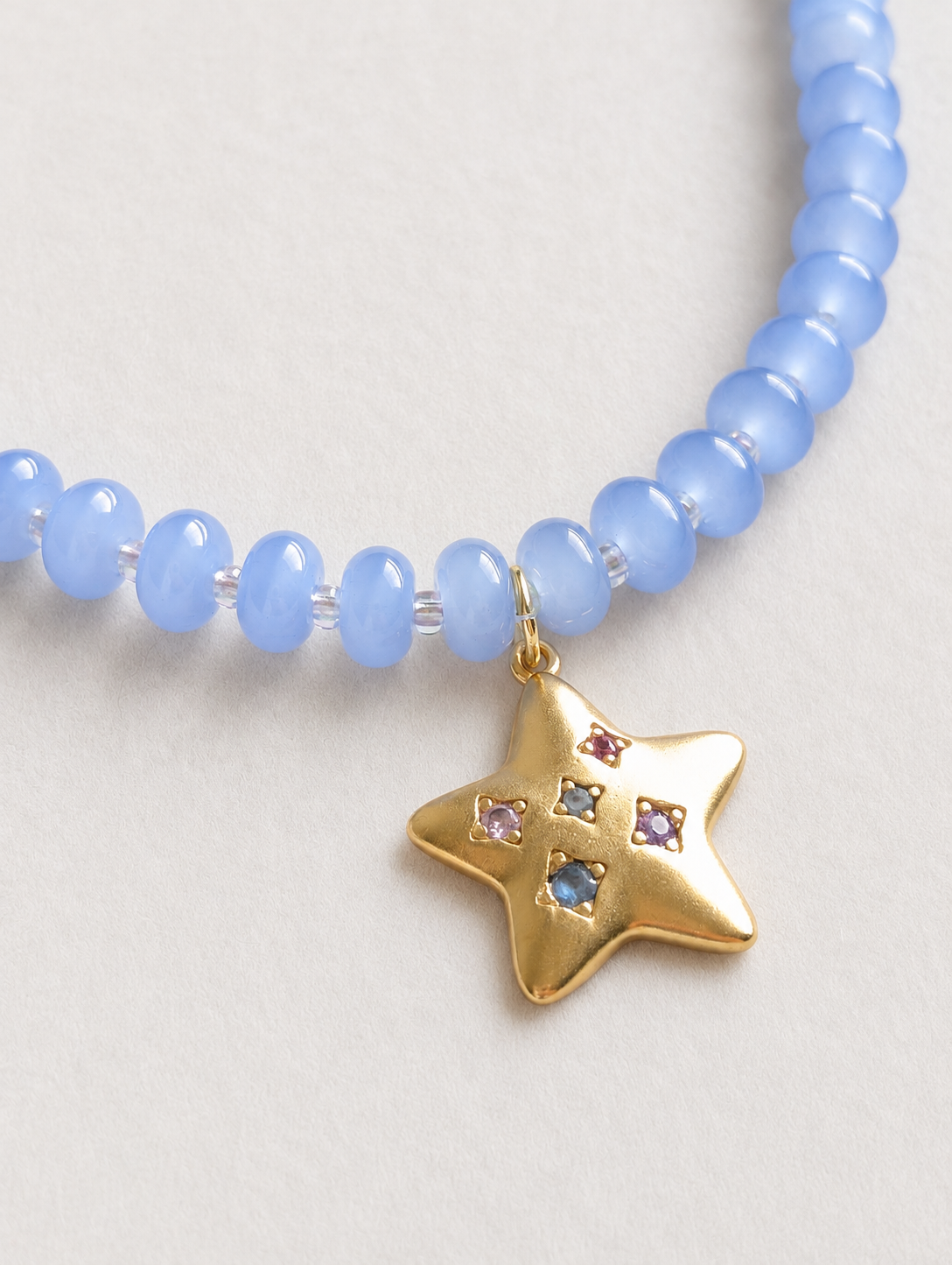 Periwinkle Beaded Star Necklace