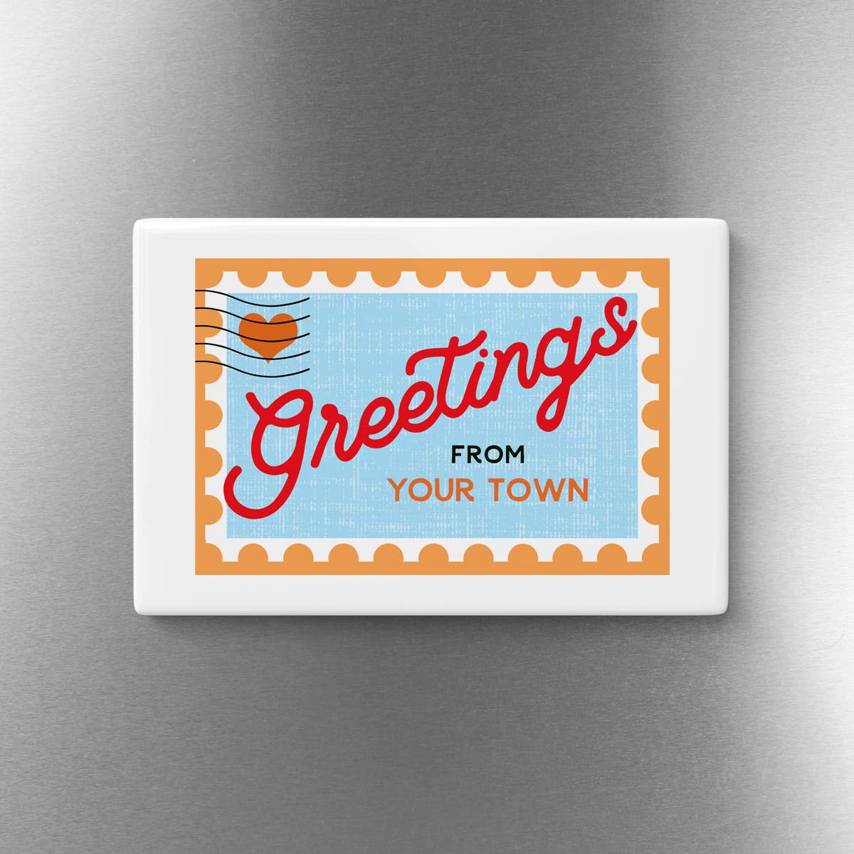 Personalized City Magnet - Postage Stamp Name Drop Design