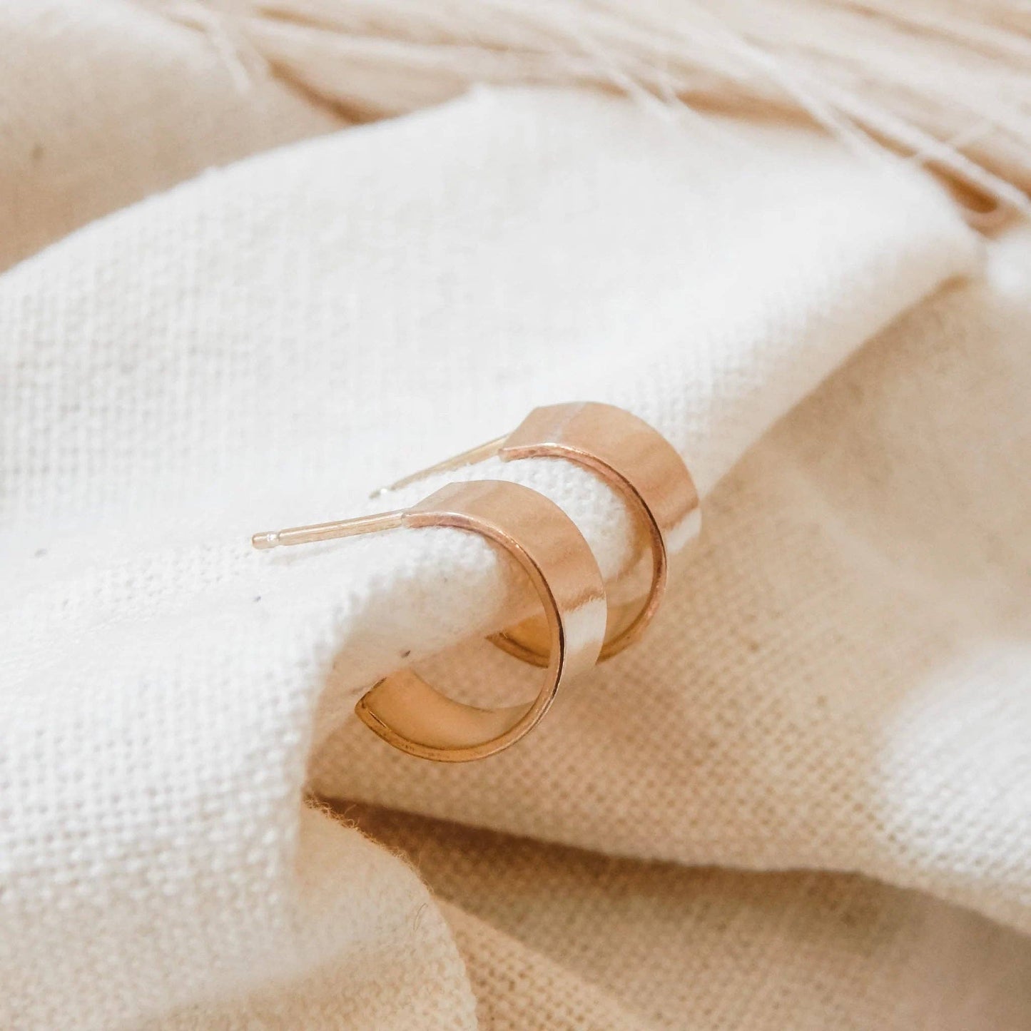 Thick Huggie Hoop Earrings | 14k Gold Fill & Sterling Silver
