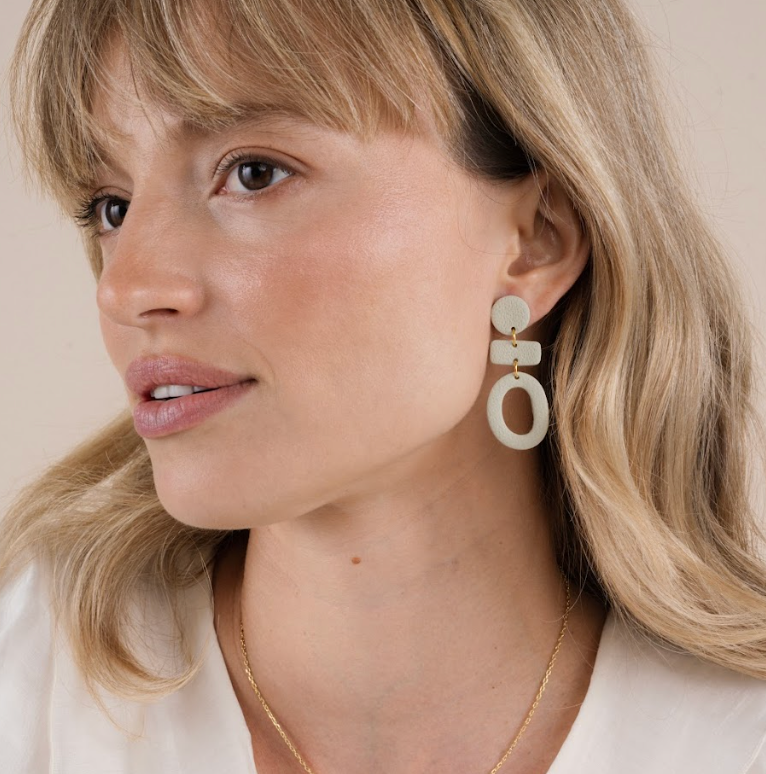 Organic Three Tier Clay Earring - Sage