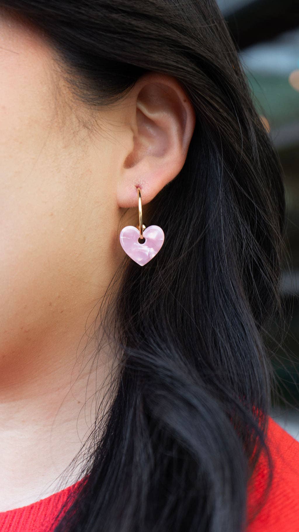 Sweetheart Hoops - Pink // Valentine's Day Earrings, Jewelry
