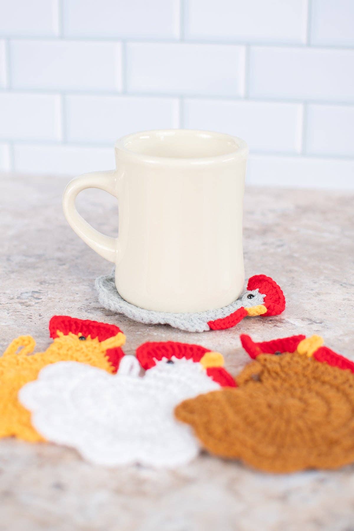 Crochet Chicken Coasters - Set of 4