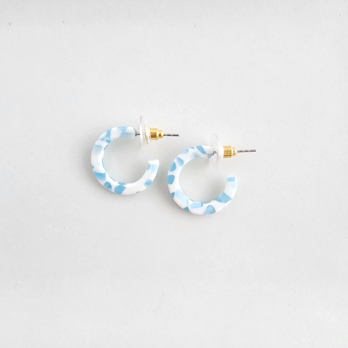 Micro Cam Mini Hoops - Pastel Blue Dot // Easter Jewelry
