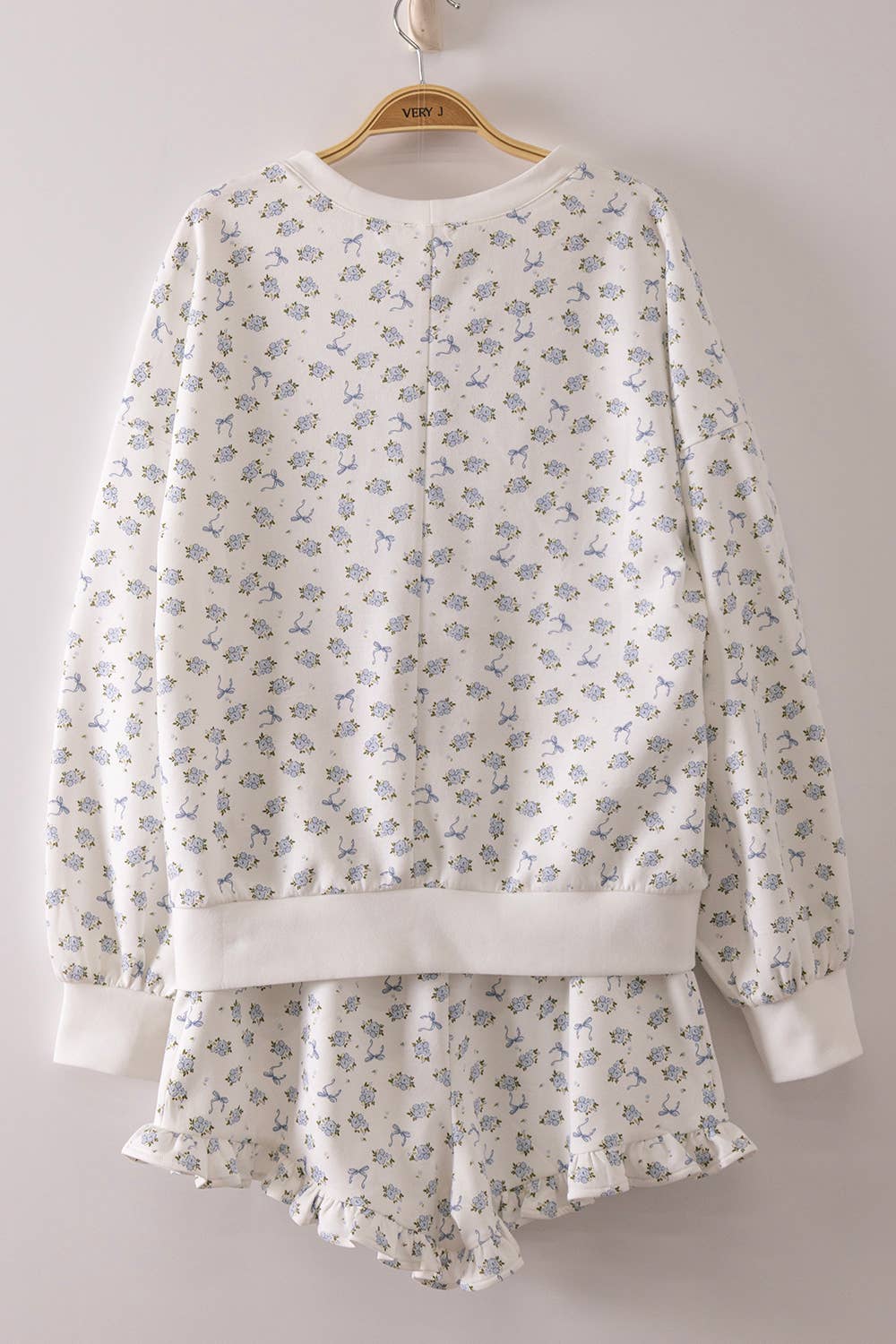 Floral Printed Knit Comfy Top & Shorts Set