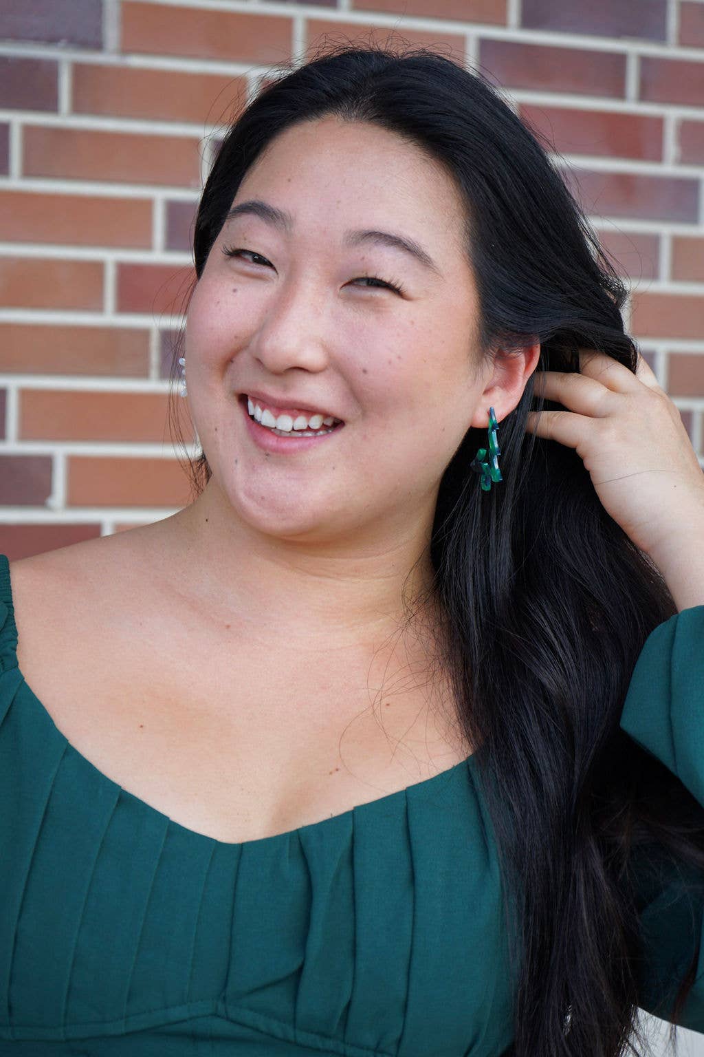 Christmas Tree Hoops - Dark Green // Christmas, Holiday, Jewelry, Earrings
