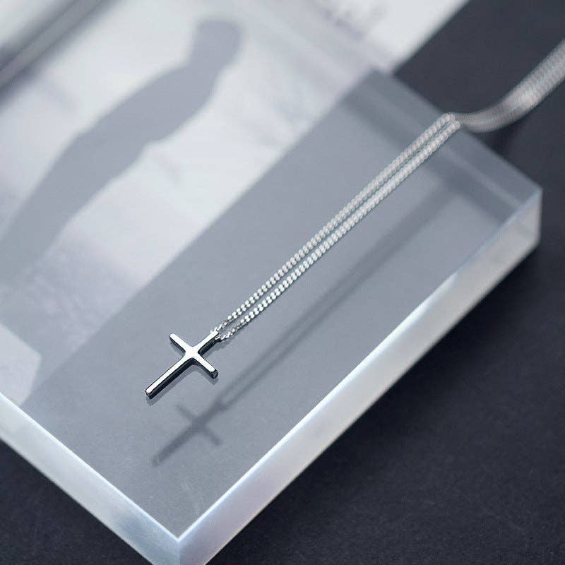 Dainty Cross Charm Pendant Necklace in 925 Sterling Silver