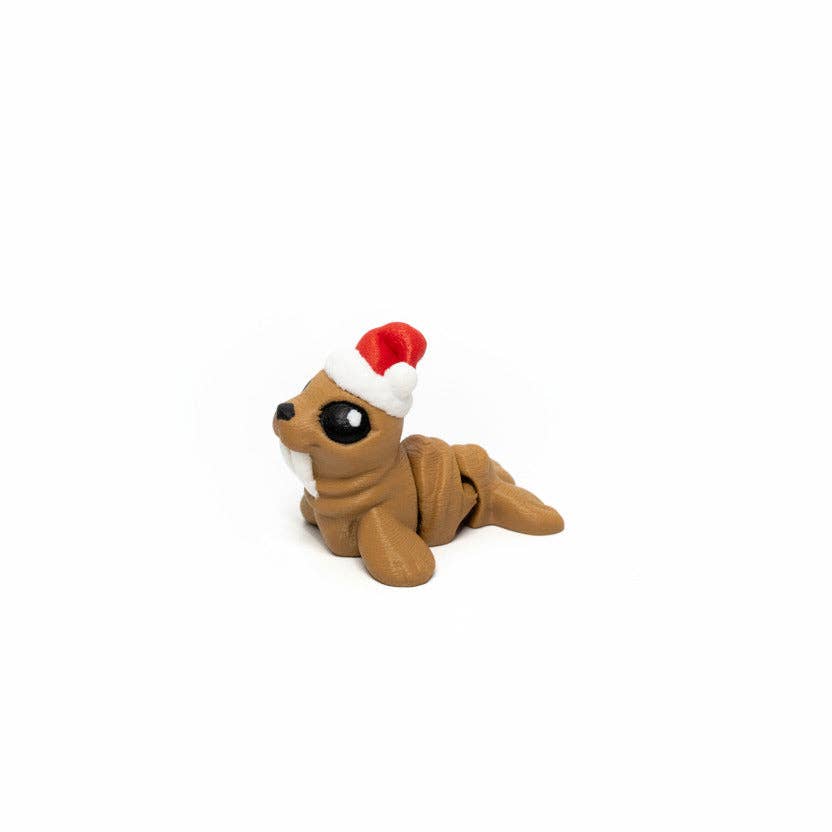 Walrus (Santa Hat) • Christmas • Mini 3D Printed Articulated Animal • Flexi Animals • Pocket Pets • Pocket Pals • Desk Pets*