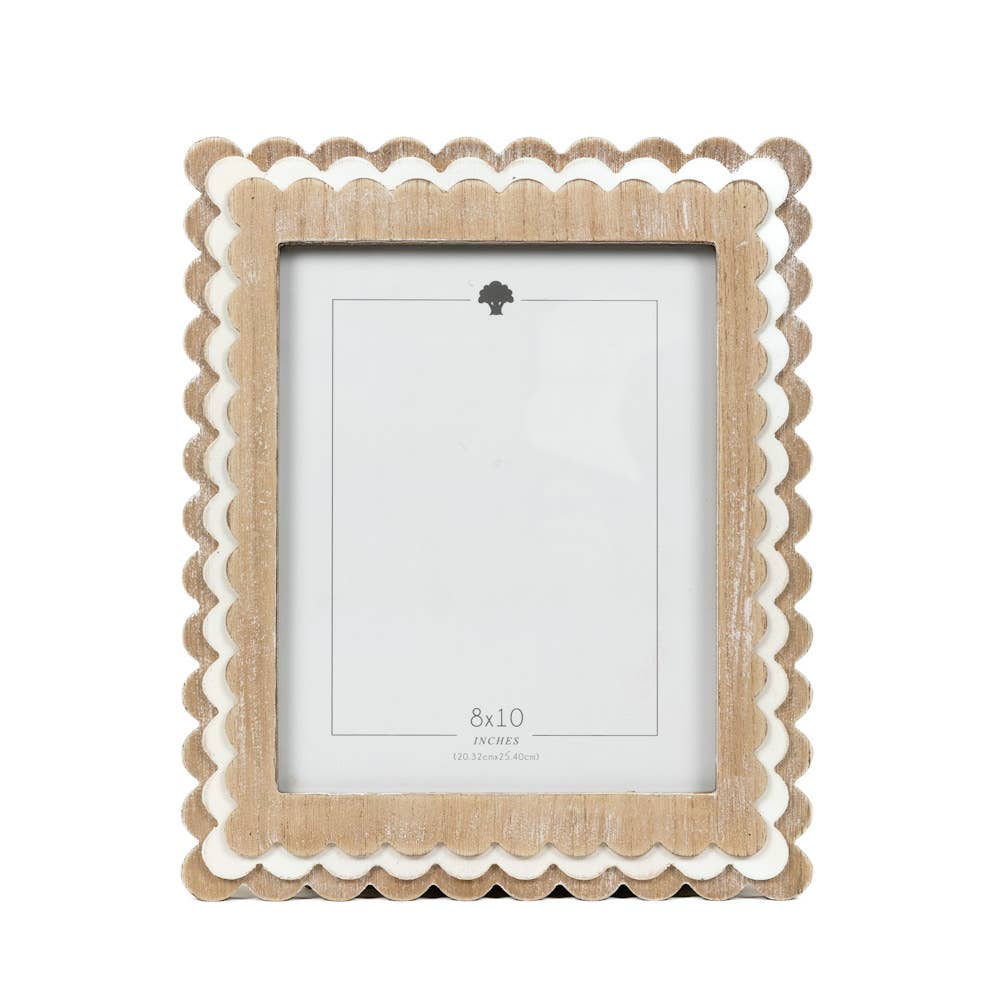 17061 - 12x14 wood scallop photo frame (8x10 pic) natural/wh