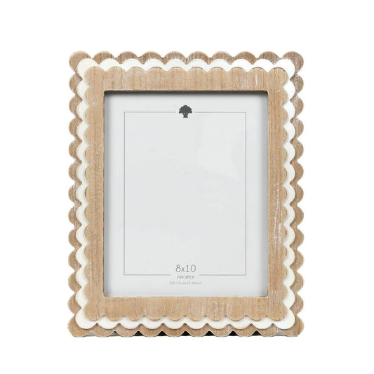 17061 - 12x14 wood scallop photo frame (8x10 pic) natural/wh