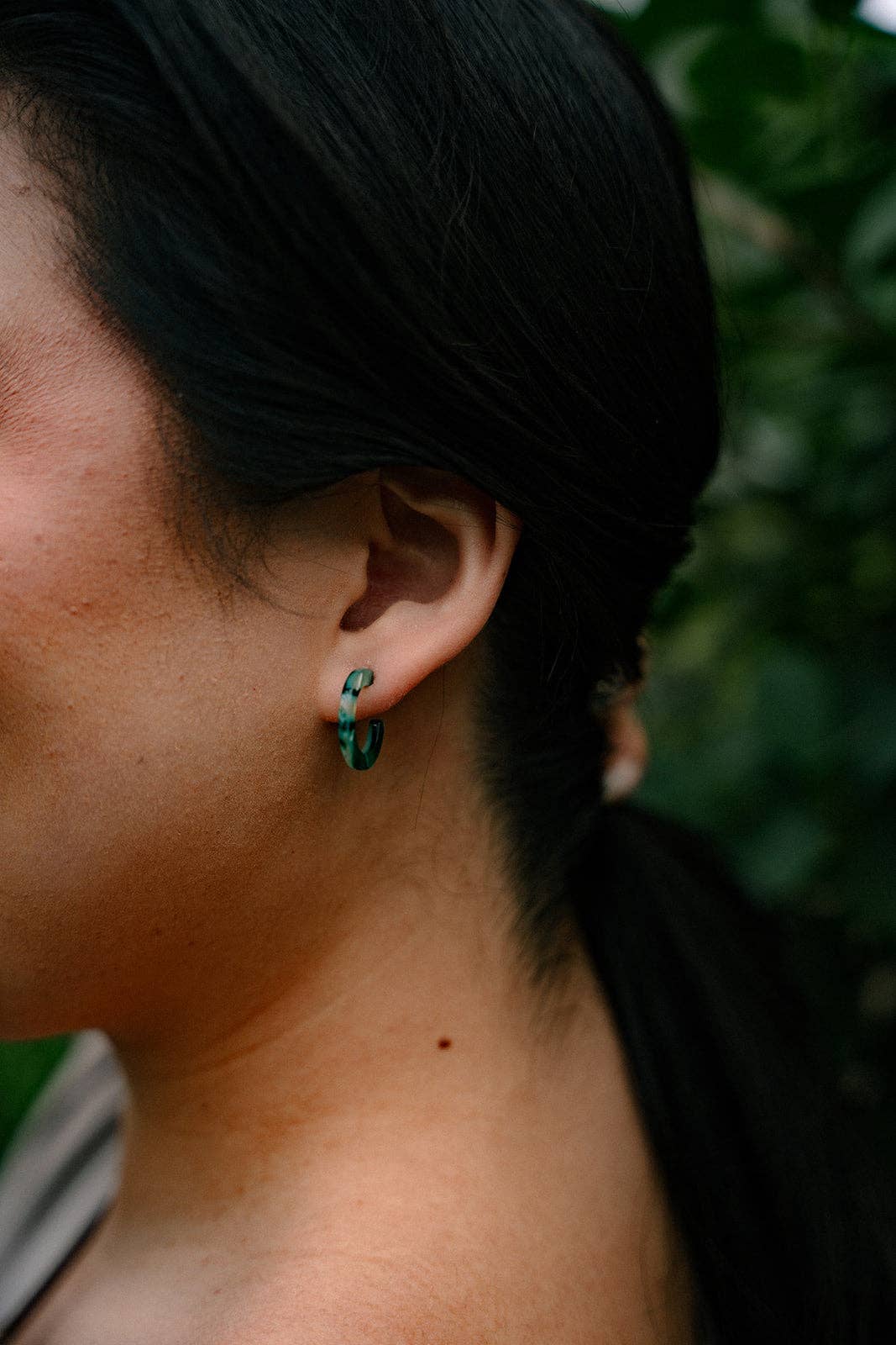 Micro Cam Mini Hoops - Palm Lustre // Resort Summer Earrings